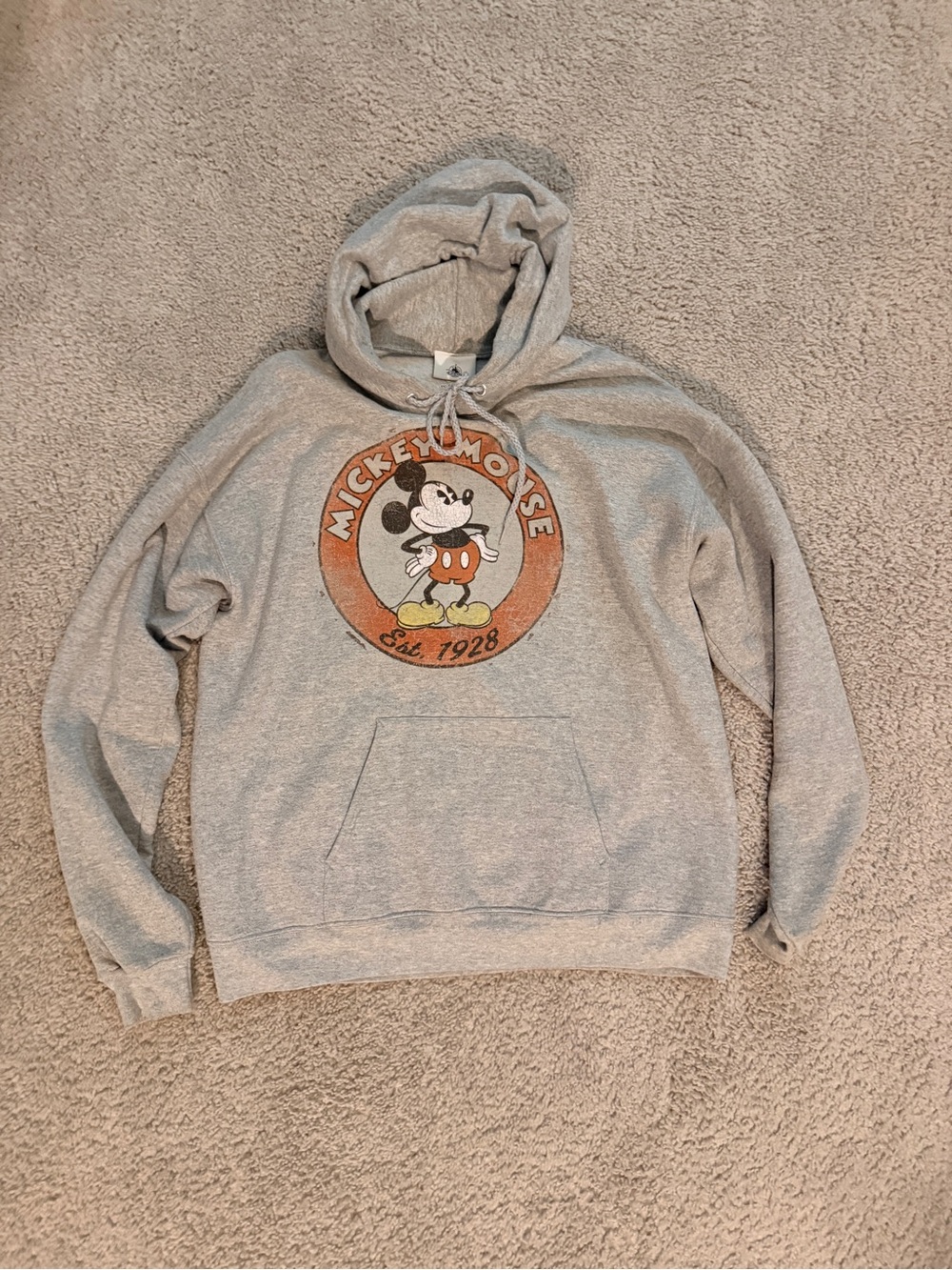 Disney Men's Gray Crewneck Hoodie with Vintage Mickey Graphic